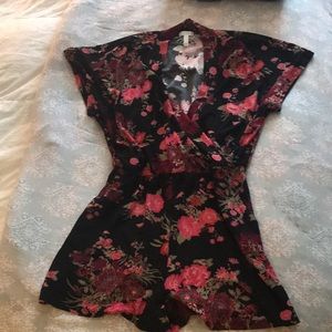 Black Floral Romper